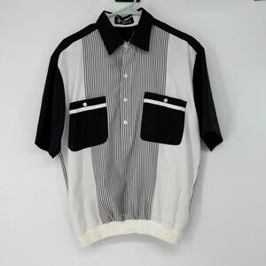 Alan Stuart Vintage Shirt Mens M Black White Retro Bowling Style USA